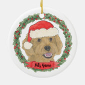 Persoonlijke rode abrikoos gouden doodle Kerstmis Keramisch Ornament (Achterkant)