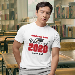 Persoonlijke Rode Afstudeerklas van 2026 T-shirt