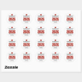 Persoonlijke rode afstudeersticker klas van 2026 ronde sticker (Vel)