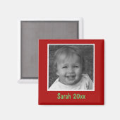 Persoonlijke rode begroeting aangepaste foto en te magneet (Voorkant / Achterkant)