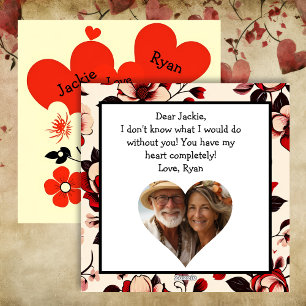 Persoonlijke Rode Bloemige Vintage Valentijnsdag Feestdagenkaart