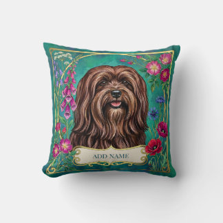 Persoonlijke Rode Bruine Lhasa Apso Bloemenkussen Kussen