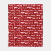 Persoonlijke Rode doopvont Naam Collage Kute Kerst Fleece Deken (Voorkant)