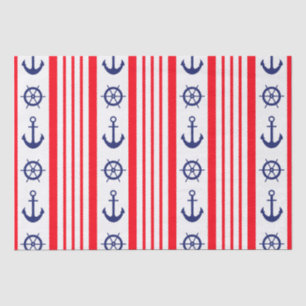 Persoonlijke Rode en Blauwe Nautilische Ankers Tissuepapier