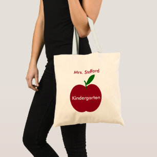 Persoonlijke Rode en Groene Apple voor de Leraar Tote Bag