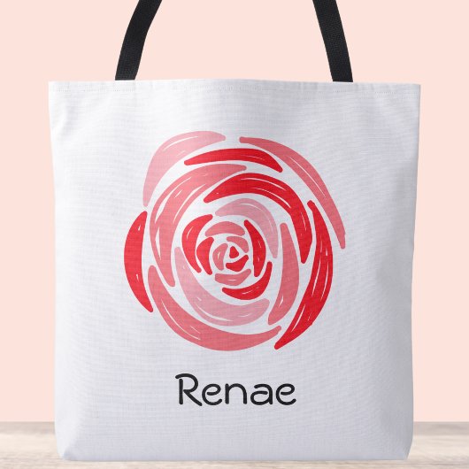 Persoonlijke rode en roze roze Canvas tas
