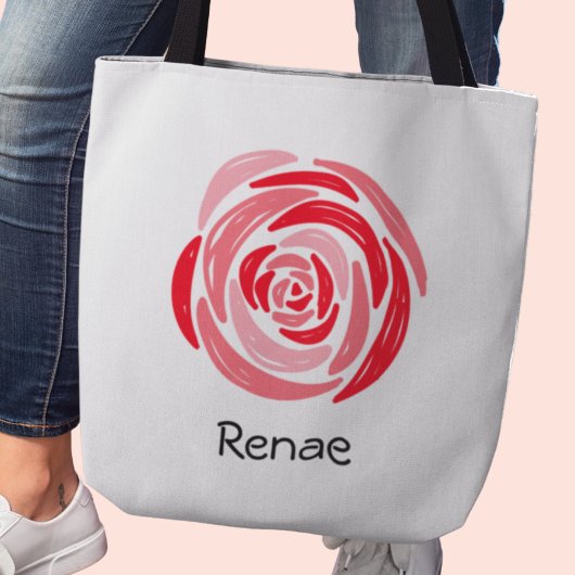 Persoonlijke rode en roze roze Canvas tas