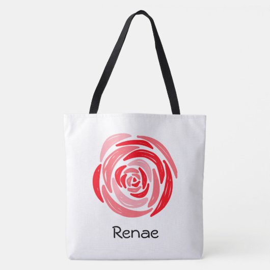 Persoonlijke rode en roze roze Canvas tas (Voorkant)