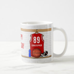 Persoonlijke Rode en Witte Basketball Jersey Koffiemok