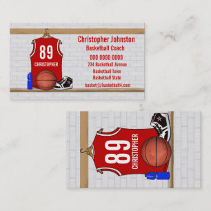 Persoonlijke Rode en Witte Basketball Jersey Visitekaartje