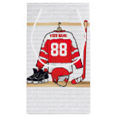 Persoonlijke Rode en Witte Ice Hockey Jersey Klein Cadeauzakje (Achterkant)