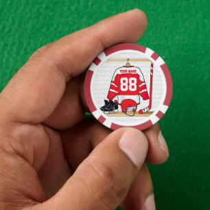Persoonlijke Rode en Witte Ice Hockey Jersey Pokerchips