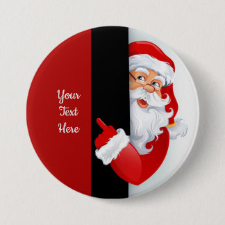 Persoonlijke rode en witte kerstman ronde button 7,6 cm