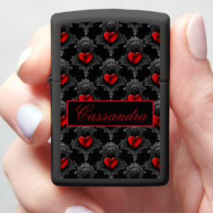 Persoonlijke Rode Gothic Hartslag Zippo Lighter