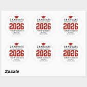 Persoonlijke rode graadsticker klas van 2026 ronde sticker (Vel)