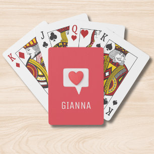 Persoonlijke Rode Hart Liefdesnaam Pokerkaarten