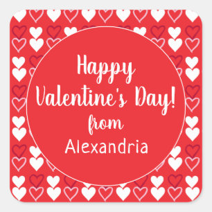 Persoonlijke Rode Harten Gelukkig Valentijnsdag Vierkante Sticker