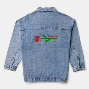 Persoonlijke Rode Roos Art Deco Denim Jacket