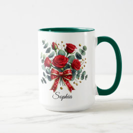 Persoonlijke Rode Roos Naam Mok Elegant Cadeau