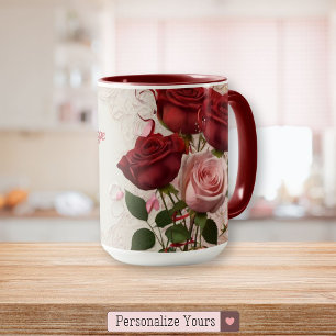 Persoonlijke rode rozen mok