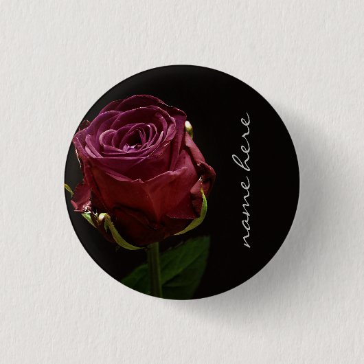 Persoonlijke rode rozen ronde button 3,2 cm (Voorkant)
