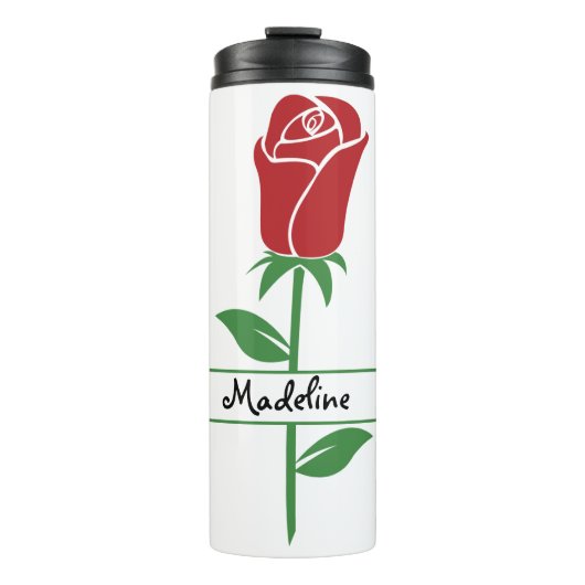 Persoonlijke rode rozen thermosbeker (Voorkant)