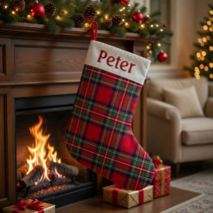 Persoonlijke Rode Tartan Kerstsok Kleine Kerstsok