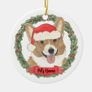 Persoonlijke Rode & Witte Corgi Keramisch Ornament
