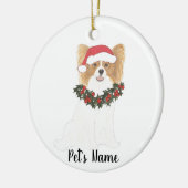 Persoonlijke Rode & Witte Papillon Kerst Keramisch Ornament (Links)