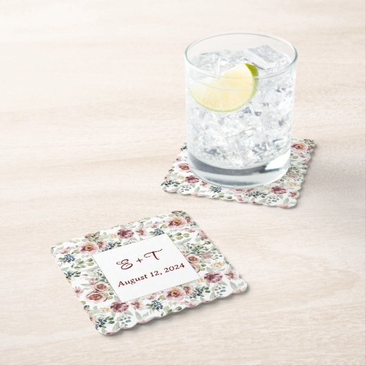 Persoonlijke romantische bloemige pastelkleurige p kartonnen onderzetters (Insitu)