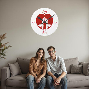 Persoonlijke Romantische Yoga Koppel Wandklok Ronde Klok