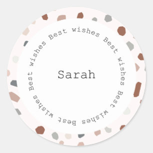Persoonlijke ronde sticker - Modern Terrazzo