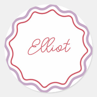 Persoonlijke ronde stickers, golvende lijnen  sticker