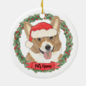 Persoonlijke Rood & Wit Corgi Kerstmis Keramisch Ornament (Achterkant)