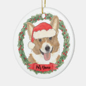 Persoonlijke Rood-Witte Corgi Kerstmis Keramisch Ornament (Links)