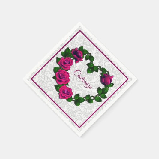 Persoonlijke Roos Wijnstok Hart Servetten (Hoek)