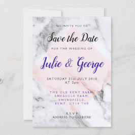 Persoonlijke Rose Goud Marmer Save the Date Kaart