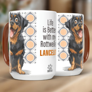 Persoonlijke Rottweiler Douane Hond Mok 15oz