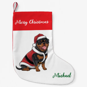 Persoonlijke Rottweiler-hond in kerstmuts  Kleine Kerstsok