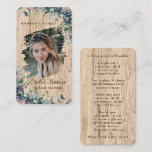 Persoonlijke rouwkaart met rustieke bloemen en fot notitiekaartje