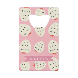 Persoonlijke Roze Aardbei Naam Schattig Meisjesach Kredietkaart Flessenopener