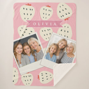 Persoonlijke Roze Aardbei Naam Schattig Meisjesach Sherpa Deken