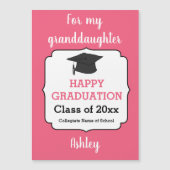 Persoonlijke Roze Afstudeer Magneetkaart (Voorkant)