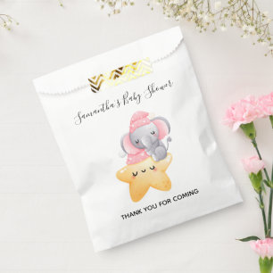 Persoonlijke Roze Baby Olifant Baby Shower Bedankzakje