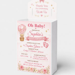 Persoonlijke roze baby shower favorieten doos bedankdoosjes