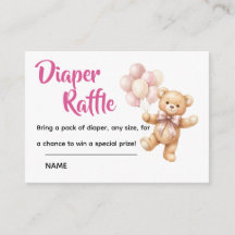 Persoonlijke Roze Beer Baby Shower Luier Raffle