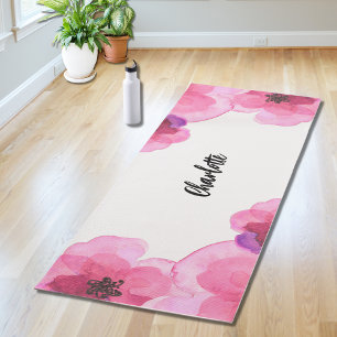 Persoonlijke Roze Bloemen Yogamat