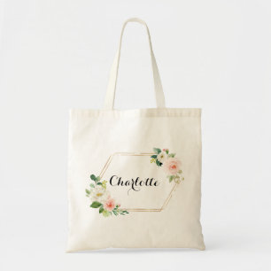 Persoonlijke Roze Bloemige Boodschappentas Bruidsm Tote Bag