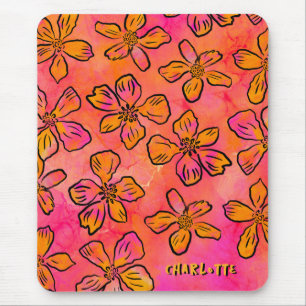 Persoonlijke Roze Bloemige Pop Art Muismat