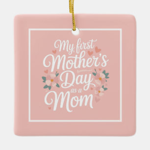 Persoonlijke Roze Bloemstuk Eerste Moederdag Keramisch Ornament